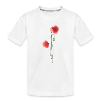 Blume: roter Mohn - Kinder Premium Bio T-Shirt - Weiß - Vorne
