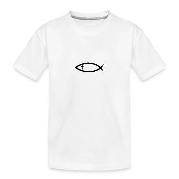 Christianisme poisson avec croix (Itchys) - T-shirt bio Premium Enfant - blanc - Devant