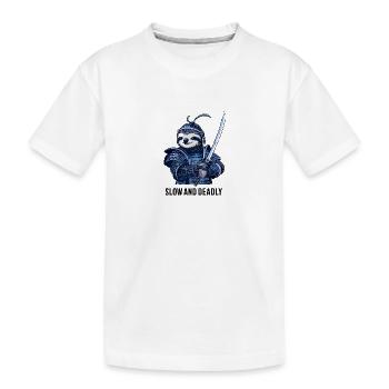 Samurai-Faultier - Kinder Premium Bio T-Shirt - Weiß - Vorne