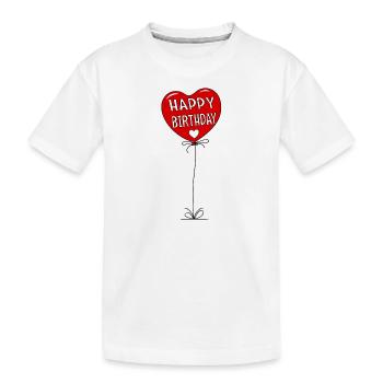 Luftballon Happy Birthday Rot - Kinder Premium Bio T-Shirt - Weiß - Vorne
