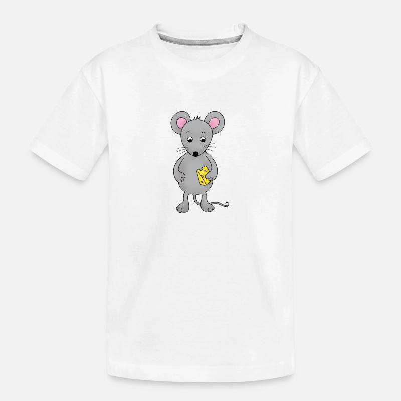 kleine Maus mit Käse - Kinder Premium Bio T-Shirt - Weiß