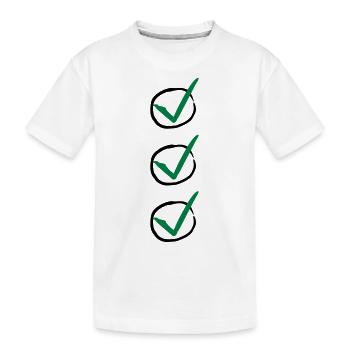 Three Checkmarks - Kinder Premium Bio T-Shirt - Weiß - Vorne