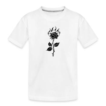 Brennende Rose Blume - Kinder Premium Bio T-Shirt - Weiß - Vorne