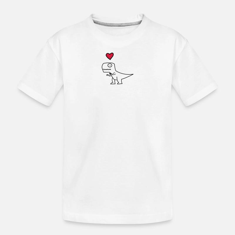 Dino Herz auf Schwarz - Kinder Premium Bio T-Shirt - Weiß
