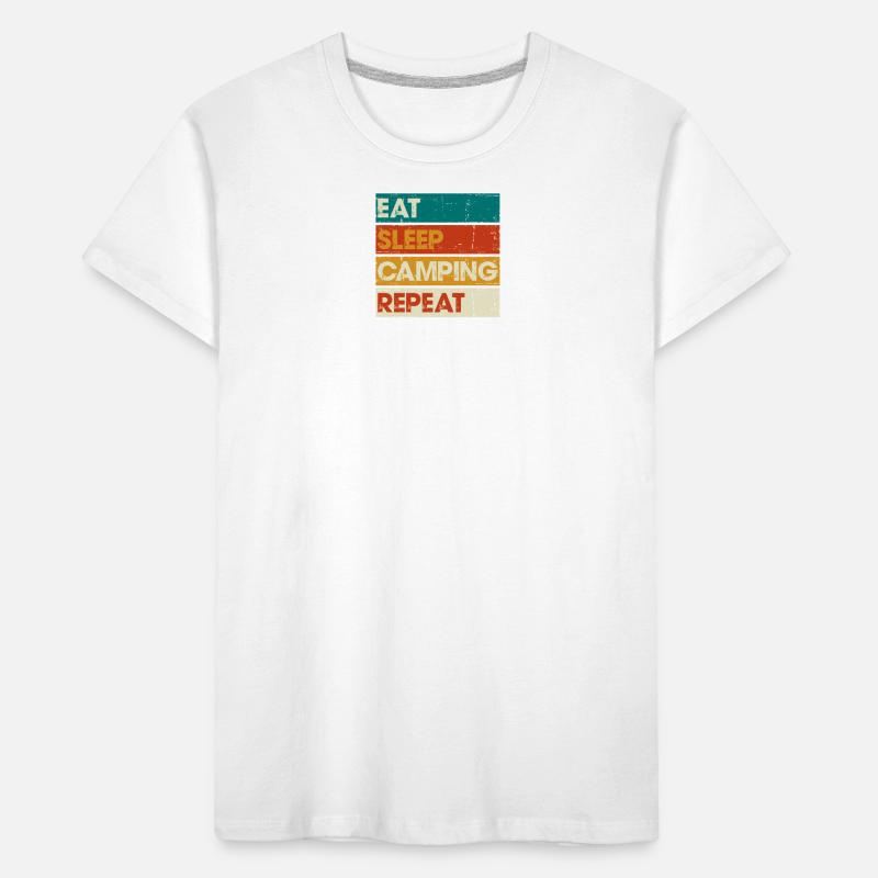 Manger dormir camping répéter rayé graphique T-shirt bio Premium Enfant