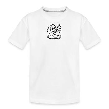 Gaming Schrif mit lustigem Hundemotiv und Icons - Kinder Premium Bio T-Shirt - Weiß - Vorne