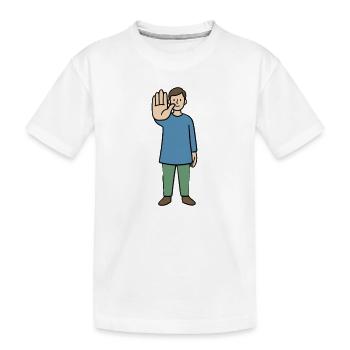 Stop Gesture Cartoon Character - Kids' Premium Organic T-Shirt - white - Front