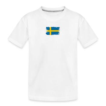 Sweden Flag Brush Tee - Kids' Premium Organic T-Shirt - white - Front