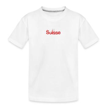 SCHWEIZ. LAND. GENF. SCHWEIZ. HUMOR. LAND - Kinder Premium Bio T-Shirt - Weiß - Vorne