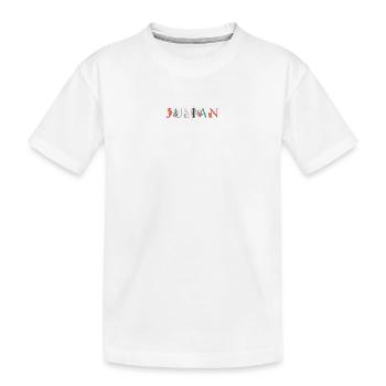 JULIAN Namenskunst mit gestickten Blumen - Kinder Premium Bio T-Shirt - Weiß - Vorne