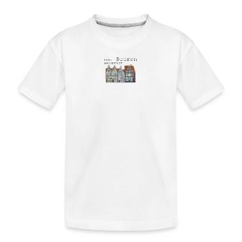 Bremer Markt Fassaden handgezeichnet - Kinder Premium Bio T-Shirt - Weiß - Vorne