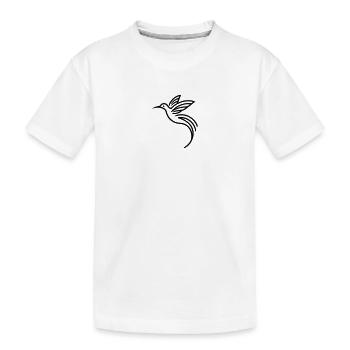 Minimalist Magical Hummingbird Line Art - black - Kids' Premium Organic T-Shirt - white - Front