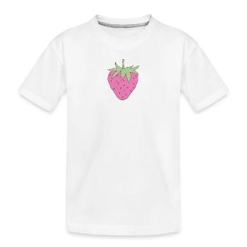 Erdbeere - Kinder Premium Bio T-Shirt - Weiß - Vorne