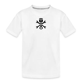 Motor Kolben Schraubschlüssel Emblem gekreuzt - Kinder Premium Bio T-Shirt - Weiß - Vorne