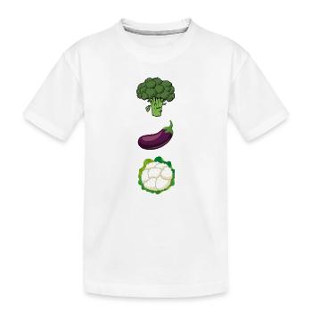 Trio de légumes : brocoli, aubergine, chou-fleur - T-shirt bio Premium Enfant - blanc - Devant