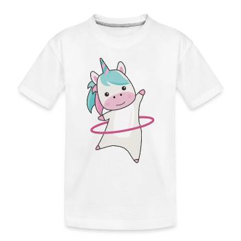 Einhörner die hullern Sport rosa Einhorn lustig - Kinder Premium Bio T-Shirt - Weiß - Vorne