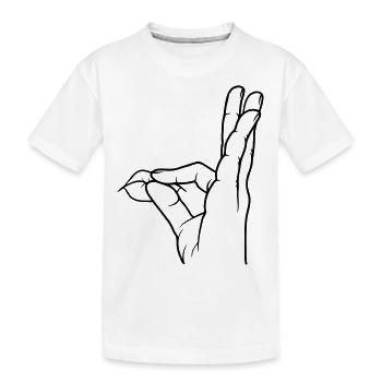 Hand gesture praise kiss mouth - Kids' Premium Organic T-Shirt - white - Front