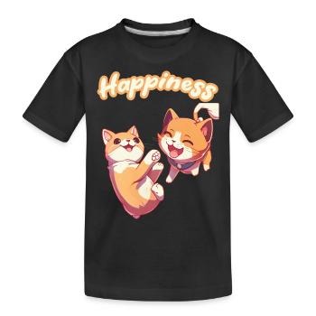 Süßer süßer Hund und Katze entzückende kawaii animiert - Kinder Premium Bio T-Shirt - Schwarz - Vorne