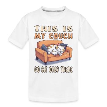 Chat Canapé Canapé Drôle Humour Dessin animé typique - T-shirt bio Premium Enfant - blanc - Devant