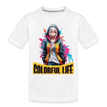 Fille d’anime avec des taches de couleur - T-shirt bio Premium Enfant - blanc - Devant