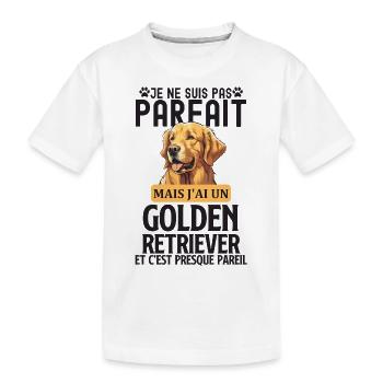 Chien de race golden retriever chien doux - T-shirt bio Premium Enfant - blanc - Devant