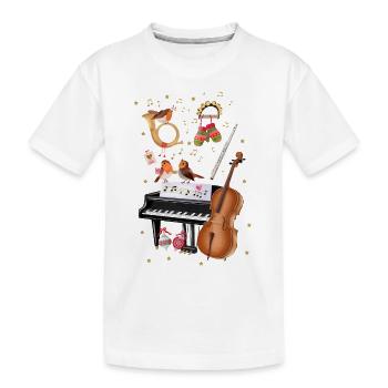 Weihnachten mit Rotkehlchen und Musik - Kinder Premium Bio T-Shirt - Weiß - Vorne