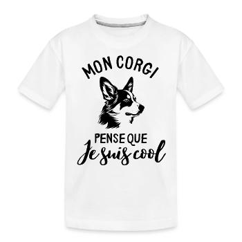 Corgi chien doux éducation canine - T-shirt bio Premium Enfant - blanc - Devant