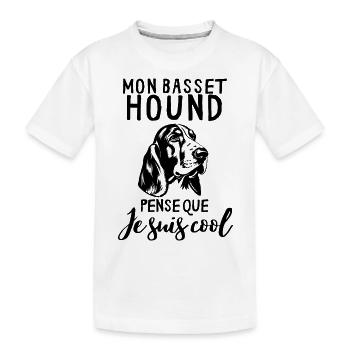 Chien de race basset hound - T-shirt bio Premium Enfant - blanc - Devant