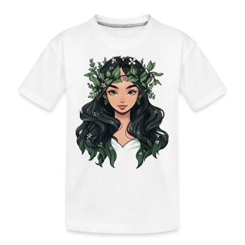 Portrait einer jungen Frau im Cartoon Stil - Kinder Premium Bio T-Shirt - Weiß - Vorne