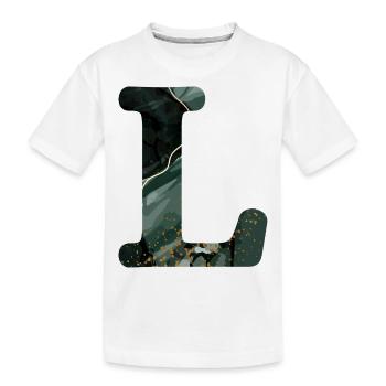 Letter l marbled green - Kids' Premium Organic T-Shirt - white - Front