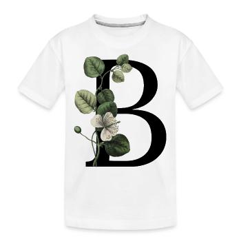 Letter B Green Botanical - Kids' Premium Organic T-Shirt - white - Front
