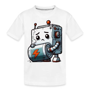 Pile Déchargée Pour Bot Robot - T-shirt bio Premium Enfant - blanc - Devant