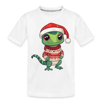 Echse Weihnachten Comic - Kinder Premium Bio T-Shirt - Weiß - Vorne