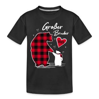Großer Bruder Bär 2025 - Kinder Premium Bio T-Shirt - Schwarz - Vorne
