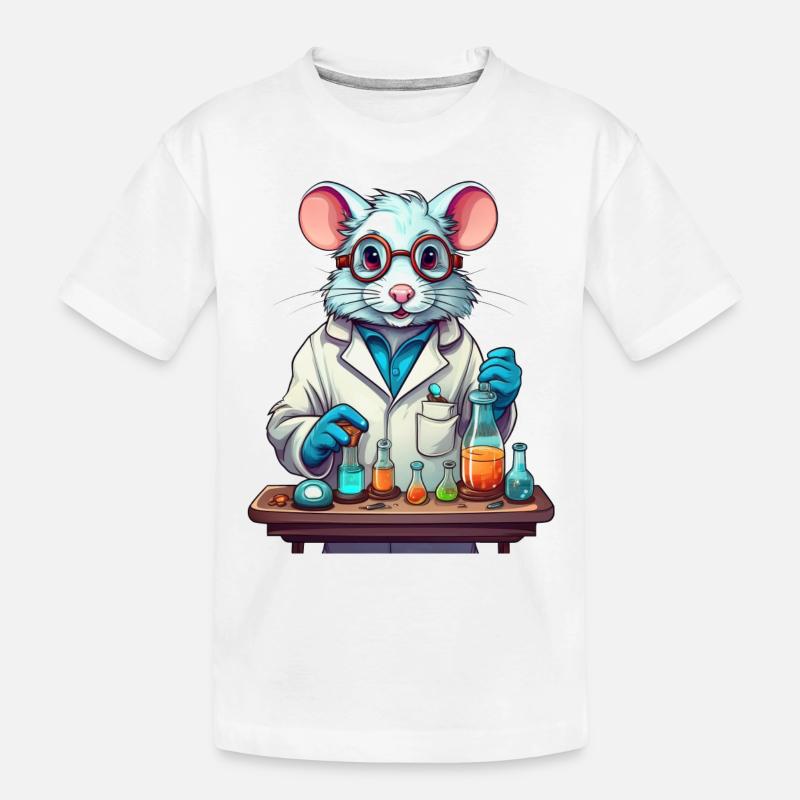 Eine Laborratte: Illustration einer Ratte im Labor - Kinder Premium Bio T-Shirt - Weiß