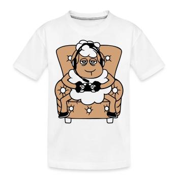 Schaf Gamer Sessel Controller Videospiel Nerd Cool - Kinder Premium Bio T-Shirt - Weiß - Vorne