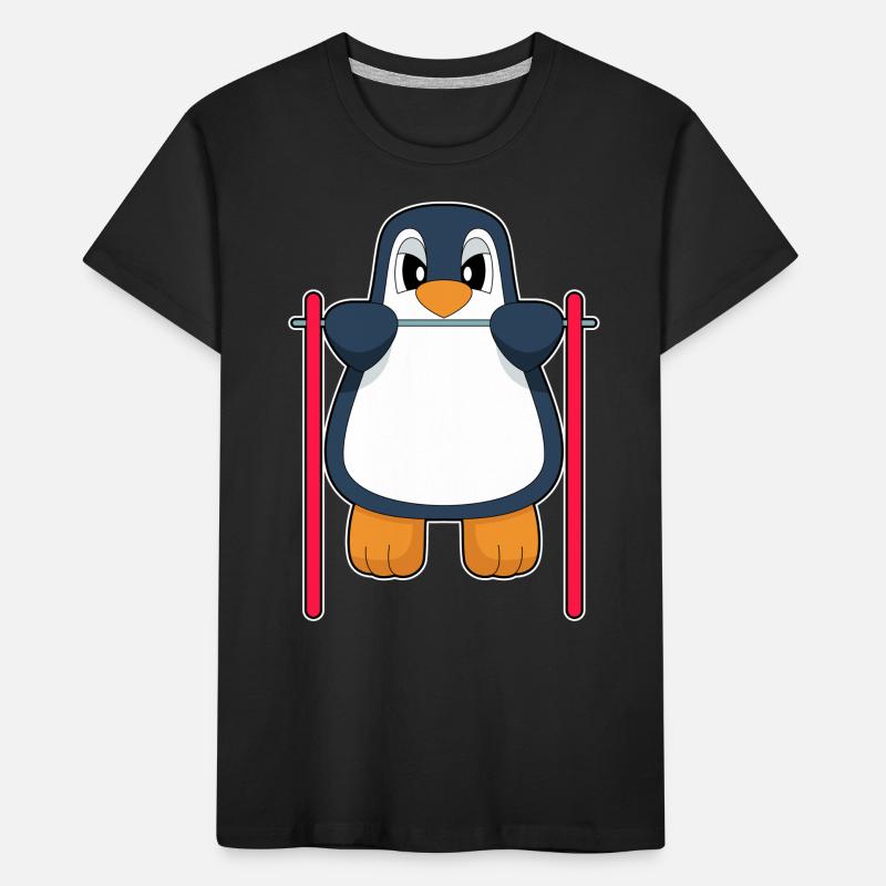 Penguin Bodybuilder Pull-ups Kids' Premium Organic T-Shirt