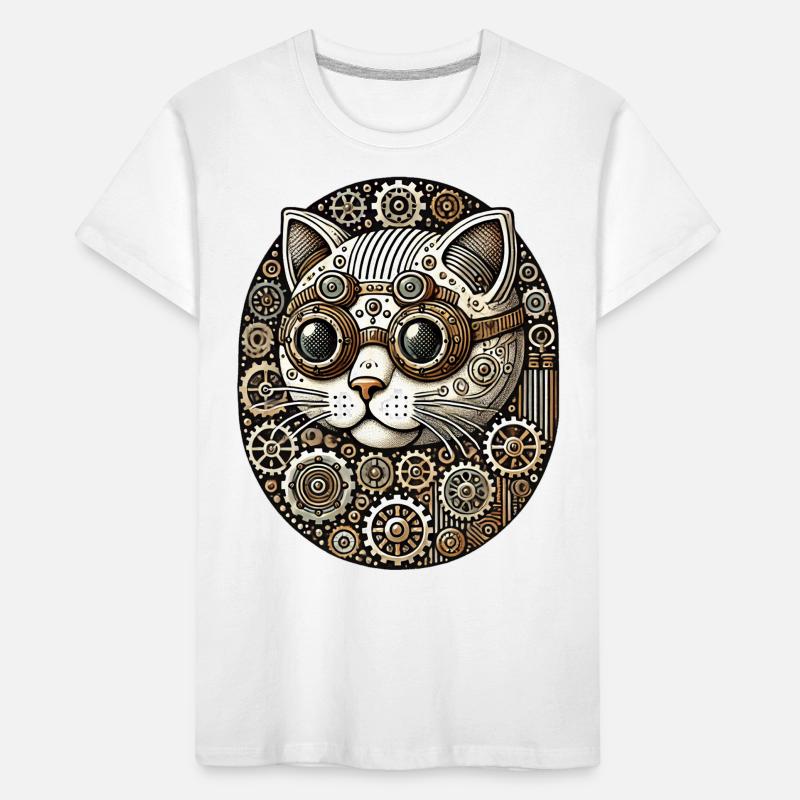 Steampunk Kitty Cat Kids' Premium Organic T-Shirt