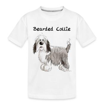 Lustiger Bearded Collie - Kinder Premium Bio T-Shirt - Weiß - Vorne