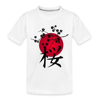 Japanische Kirsche schwarz und rote Sonne - Kinder Premium Bio T-Shirt - Weiß - Vorne