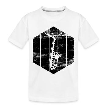 Saxophon Skizze - Kinder Premium Bio T-Shirt - Weiß - Vorne