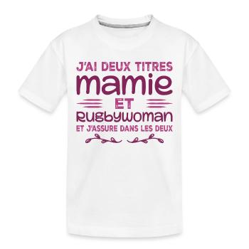Zwei Granny Rugbywoman-Titel | Oma, Rugby - Kinder Premium Bio T-Shirt - Weiß - Vorne