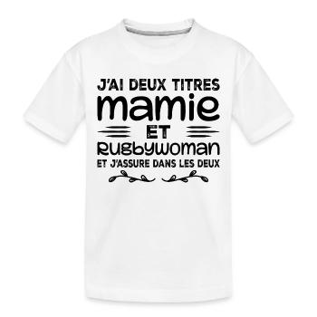 Zwei Granny Rugbywoman-Titel | Oma, Rugby - Kinder Premium Bio T-Shirt - Weiß - Vorne