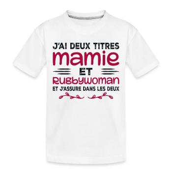 Zwei Granny Rugbywoman-Titel | Oma, Rugby - Kinder Premium Bio T-Shirt - Weiß - Vorne