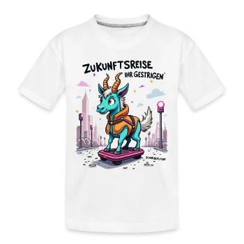 Ziegen-Rollbrett-Flitzer - Kinder Premium Bio T-Shirt - Weiß - Vorne