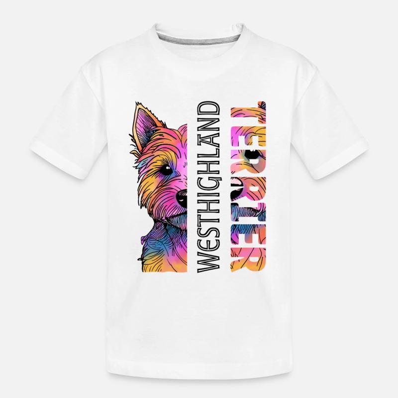 Bunter West Highland Terrier - Kinder Premium Bio T-Shirt - Weiß