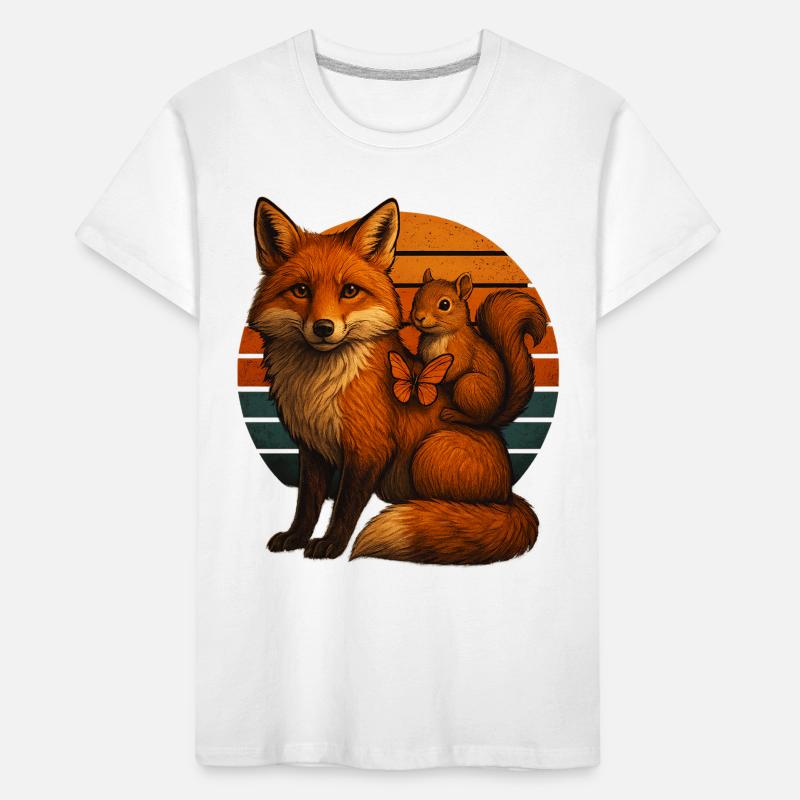 Fuchs Eichhörnchen Retro Tierfreunde Kinder Premium Bio T-Shirt