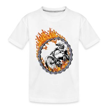 BMX Fahrer Feuerring - Kinder Premium Bio T-Shirt - Weiß - Vorne