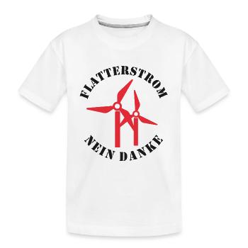 Flatterstrom Nein Danke, Windkraft Nein Danke - Kinder Premium Bio T-Shirt - Weiß - Vorne