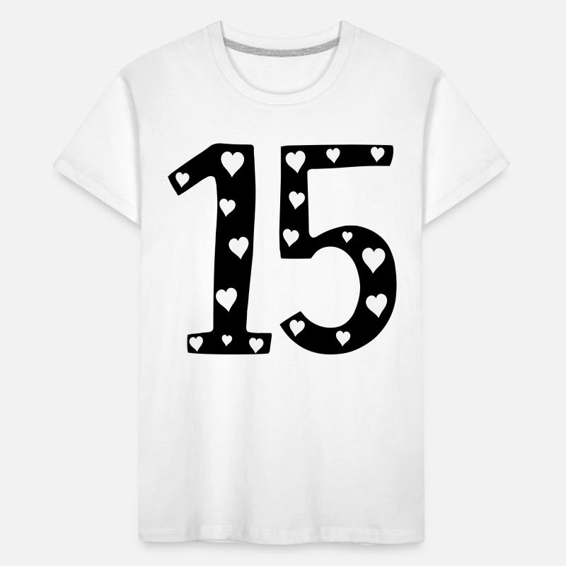 15 anniversaire avec coeur T-shirt bio Premium Enfant